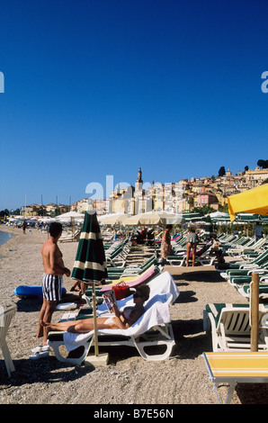 La plage de Garavan à Menton Banque D'Images