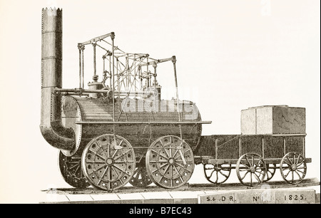 Le train de George Stephenson de 1825, à l'origine appelé actif et plus tard renommé locomotion. Banque D'Images