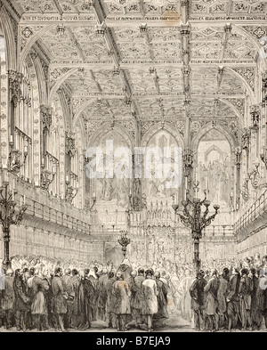 Intérieur de la Chambre des Lords fin du 19ème siècle London England Banque D'Images