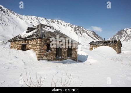 Ruines de prisons, le Goulag en Tchoukotka, Sibérie, Russie Banque D'Images