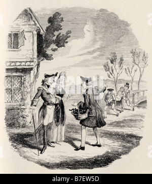 Le Chevalier et la Dame. Illustration de George Cruikshank. Banque D'Images