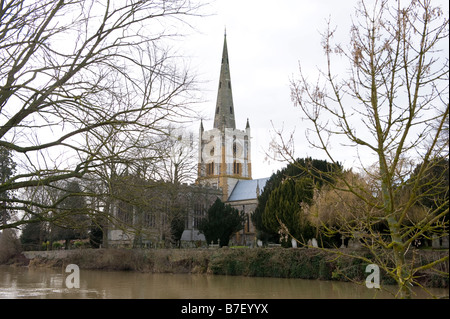 L'église Holy Trinity de Stratford-Upon-Avon, dans le Warwickshire, Angleterre. William Shakespeare et sa famille sont enterrés ici. Banque D'Images
