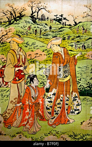 Observation de la cerise à Asukayama 1785 par Torri Kionaga Japon Japonais Banque D'Images