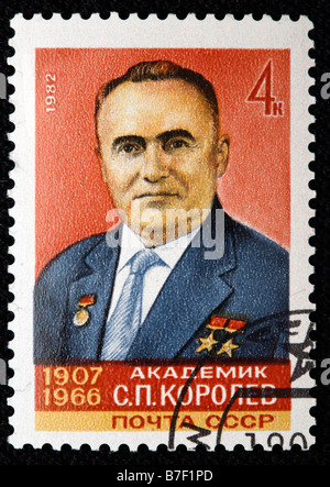 Sergueï Korolev (Sergueï Korolev), fusée spatiale soviétique chef ingénieur et designer (1907-1966), timbre-poste, URSS, 1982 Banque D'Images