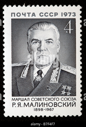 Rodion Malinovsky (1898-1967), commandant militaire soviétique, le maréchal, timbre-poste, URSS, Russie, 1973 Banque D'Images