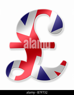 Pound £ Symbole dans UK Royaume-Uni Grande-Bretagne Angleterre Ecosse Drapeau National Banque D'Images