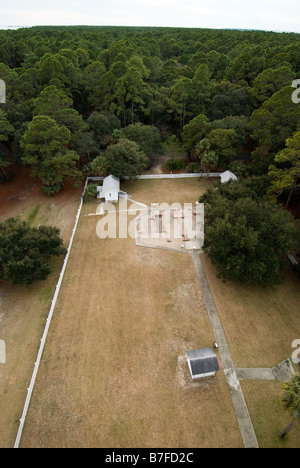 La vue depuis le phare de l'île de chasse en Caroline du Sud. Banque D'Images