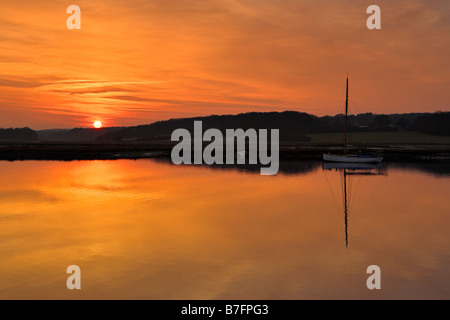 Coucher du soleil à Newtown Quay, île de Wight Banque D'Images