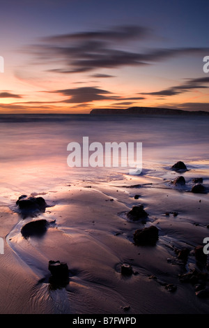 Crépuscule à Compton Bay, île de Wight Banque D'Images