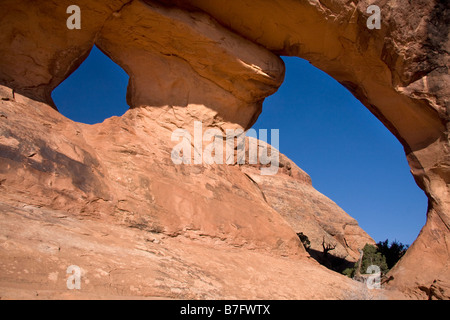 Passage de cloison le long du sentier de jardin Devils dans Arches National Park Utah Banque D'Images