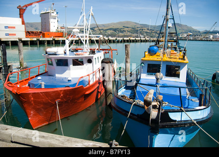 Bateaux de pêche commerciale, Lyttelton Harbour, Lyttelton, la péninsule de Banks, Canterbury, Nouvelle-Zélande Banque D'Images