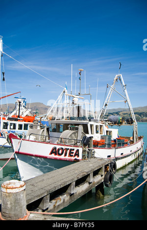 Bateau de pêche commerciale, Lyttelton Harbour, Lyttelton, la péninsule de Banks, Canterbury, Nouvelle-Zélande Banque D'Images