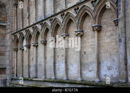 Les colonnes en pierre sur le navire des Fagnes Cathédrale d'Ely Ely Ville Comté de Cambridgeshire England Angleterre UK Banque D'Images