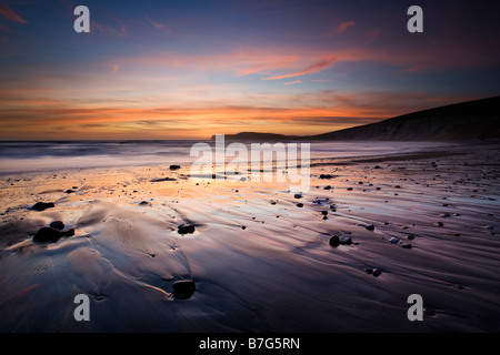 Coucher de soleil sur Compton Bay, île de Wight Banque D'Images