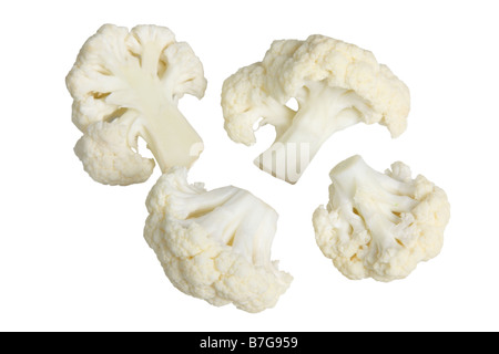 Couper le chou-fleur sur fond blanc Banque D'Images