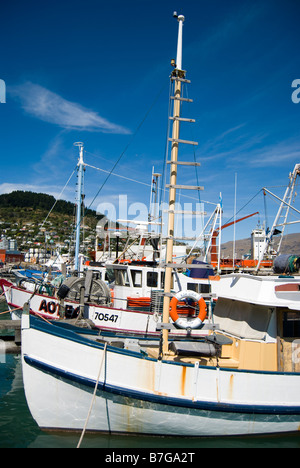 Bateaux de pêche commerciale, Lyttelton Harbour, Lyttelton, la péninsule de Banks, Canterbury, Nouvelle-Zélande Banque D'Images