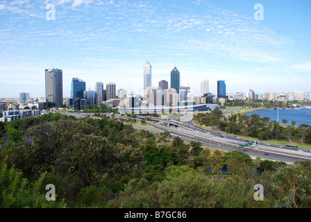 Vue paysage de Perth CBD du King's Park, paysage urbain Banque D'Images