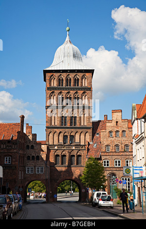 Porte du château (construit en 1444) Burgtor Lubeck, Allemagne Banque D'Images