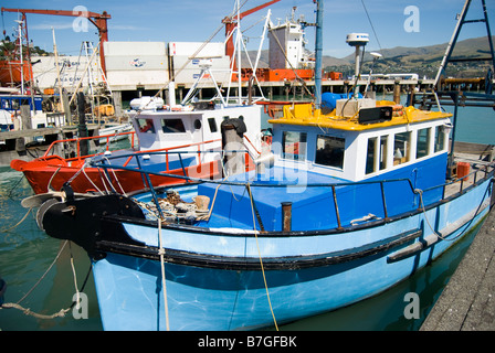 Bateaux de pêche commerciale, Lyttelton Harbour, Lyttelton, la péninsule de Banks, Canterbury, Nouvelle-Zélande Banque D'Images