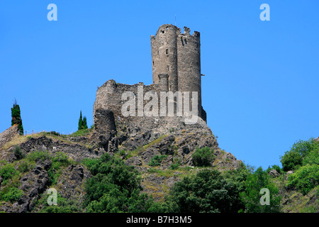 L'un des quatre châteaux de Lastours (châteaux de Lastours) dans le sud de la France Banque D'Images