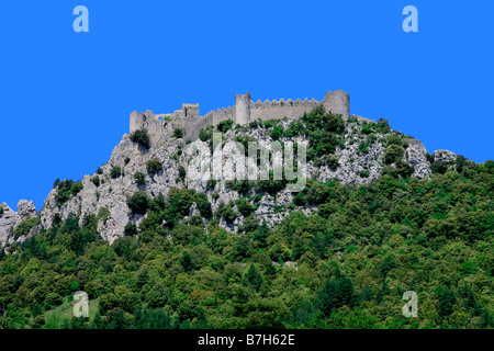 Dans le château de Puilaurens Puilaurens, France Banque D'Images