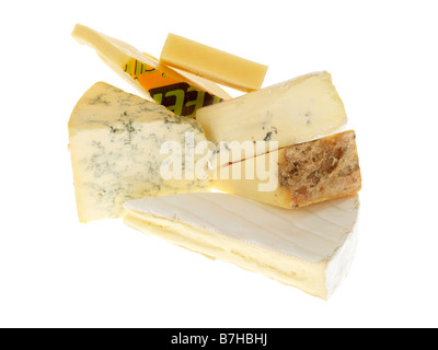 Sélection de fromages dessert populaire isolé sur un fond blanc avec un chemin de détourage et aucun peuple Banque D'Images