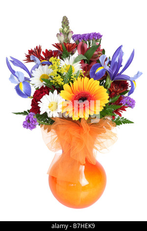 Bouquet de fleurs de couleurs douce dentelle sur fond blanc Banque D'Images