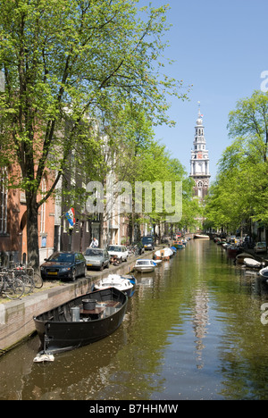 Rue d'Amsterdam et le canal, les Pays-Bas Banque D'Images