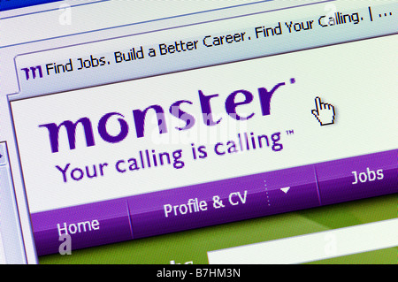 Capture d'écran de Macro Monster.com en ligne Emploi et recrutement site (usage éditorial uniquement) Banque D'Images