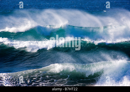 Océan Pacifique vagues se briser à terre près de Seal Rock de pique-nique, plage de galets, péninsule de Monterey, Californie, États-Unis Banque D'Images