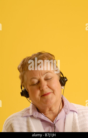 Senior Woman casque, Regina, Saskatchewan Banque D'Images