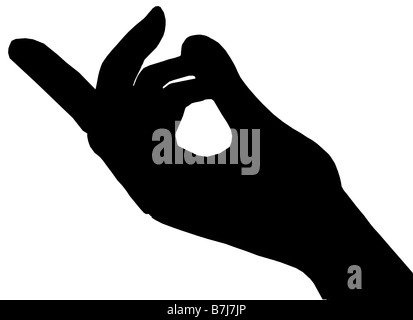 La main faisant signe noir isolé sur fond blanc Banque D'Images