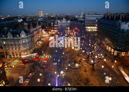 Vue aérienne des lumières de Noël à Sloane Square, Belgravia, Londres Banque D'Images