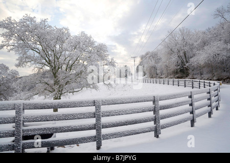 Les lignes électriques le long de la route de Franklin, Tennessee dans l'hiver Banque D'Images