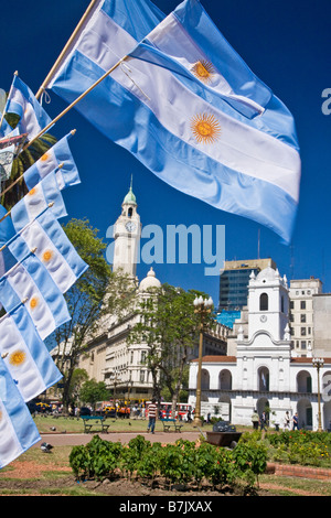 Cabildo et tour de l'horloge de la Plaza de Mayo au centre-ville de Buenos Aires Argentine Amérique du Sud Banque D'Images