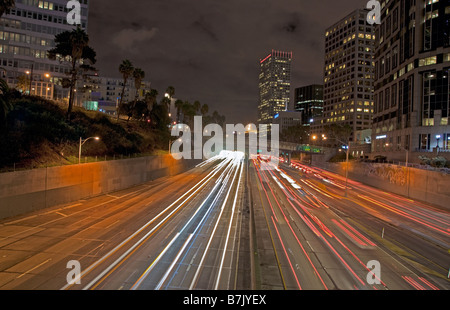 7Th street et Harbour freeway, Los Angeles Financial District Banque D'Images