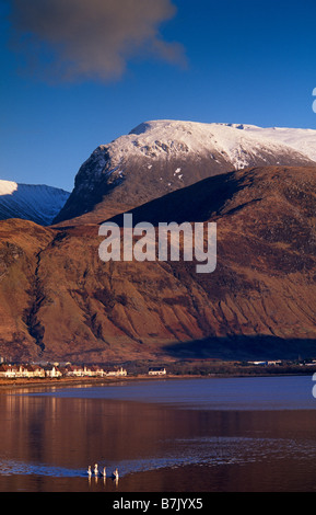 La plus haute montagne de Grande-Bretagne, le Ben Nevis vue depuis le Loch Eil Banque D'Images