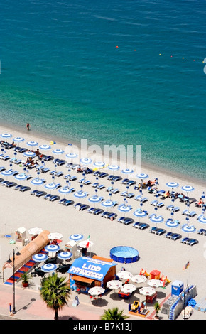 Plage à Scilla, province de Reggio de Calabre, Calabre, Italie Banque D'Images