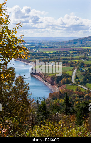 Vue depuis la piste Jodrey - Parc provincial Blomidon, Nova Scotia, Canada. Banque D'Images