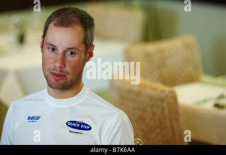 Tom Boonen belge pendant une session avec la formation Quick Step cycling team Banque D'Images