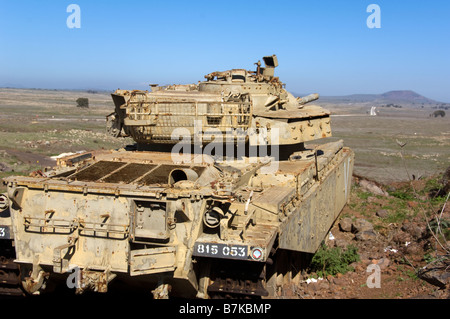 Ancien Réservoir de l'armée israélienne à tel un-Saki dans l'Est du Golan Banque D'Images