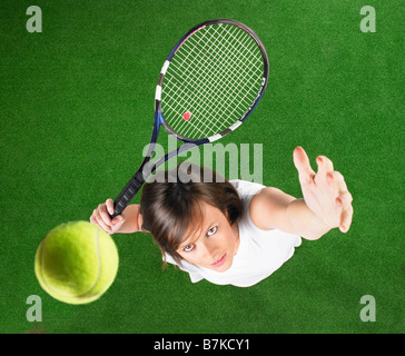 Service au tennis plongée des Banque D'Images