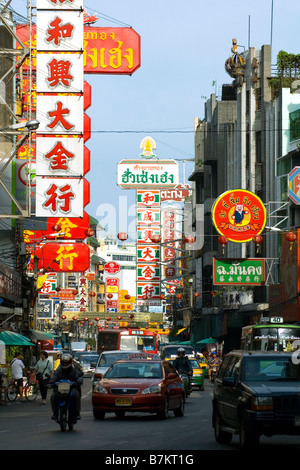 Yaowarat Road , Chinatown , Bangkok, Thaïlande Banque D'Images