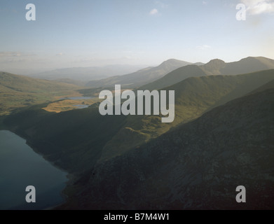 Vue aérienne de Snowdonia à partir d'un ballon à air chaud. Banque D'Images