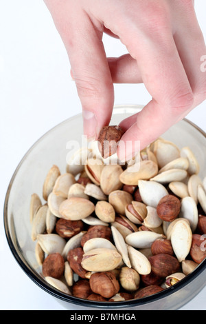 Les écrous différents (amandes, pistaches, graines) Banque D'Images