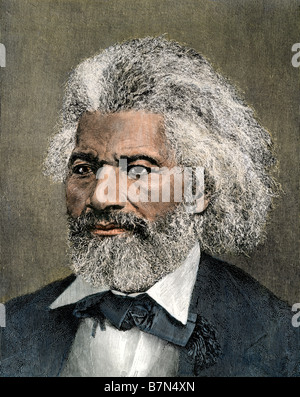 Portrait de Frederick Douglass. À la main, gravure sur bois Banque D'Images