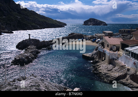 Cap Croisette & Passage des Croisettes, Calanques de Marseille de l'Est près de Les Goudes, Marseille, France Banque D'Images