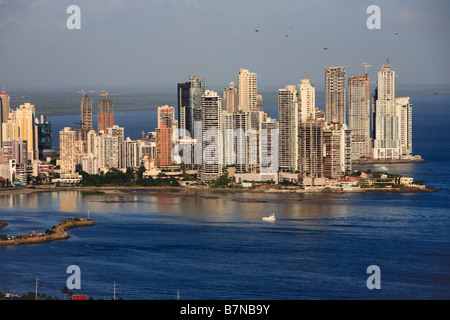 Vue aérienne de Punta Paitilla à Panama City le 9 janvier 2007. Banque D'Images