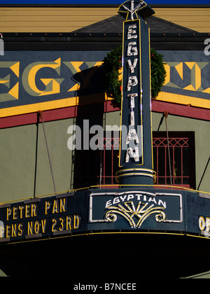 Le signe sur l'Egyptian Theatre à Park City, du Sundance Film Festival à la renommée. Banque D'Images