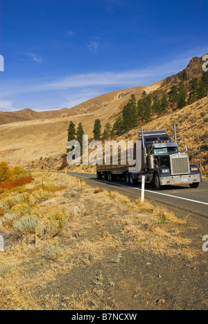 Le transport par camion produire dans le canyon de la rivière Yakima dans l'État de Washington, États-Unis d'Amérique centrale à l'automne Banque D'Images